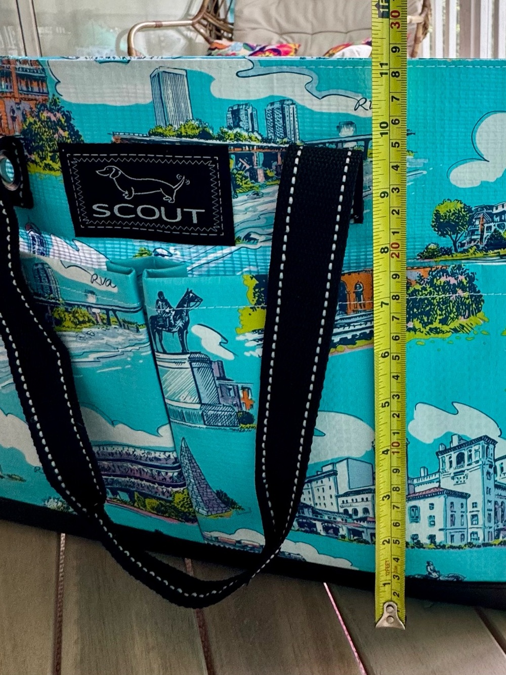 SCOUT RVA Richmond Virginia Landmark Pocket Tote Bag Zip Top Turquoise - Picture 10 of 16
